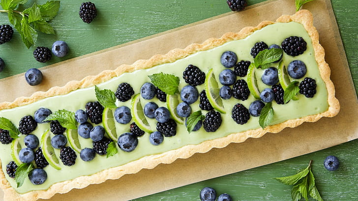 Fruit pie, Mint, wallpaper