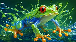 : Vivid Tree Frog Splash wallpaper