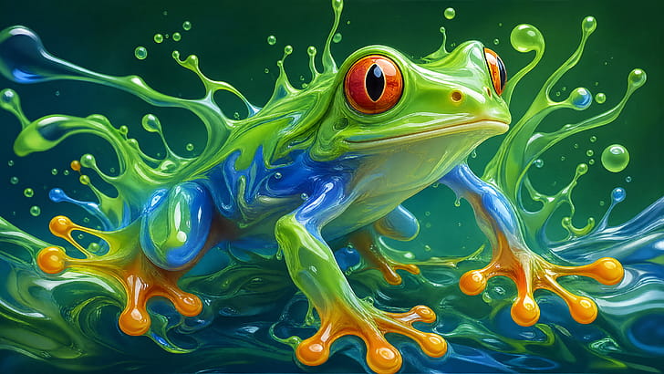 : Vivid Tree Frog Splash wallpaper