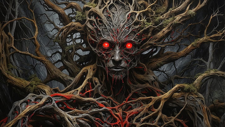 Tree Monster, tree, monster, flower, scary, forest wallpaper
