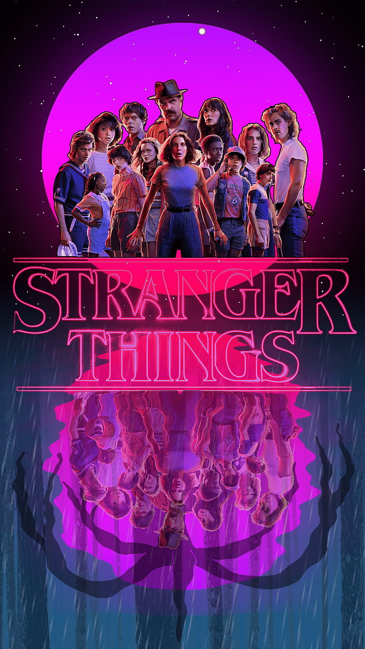 Stranger Things, Supernatural elements, Suspenseful plot, Compelling phone wallpaper