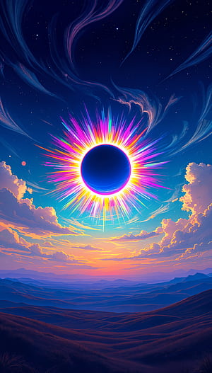 Radiant Eclipse: A Stunning Phone, eclipse, colorful phone wallpaper