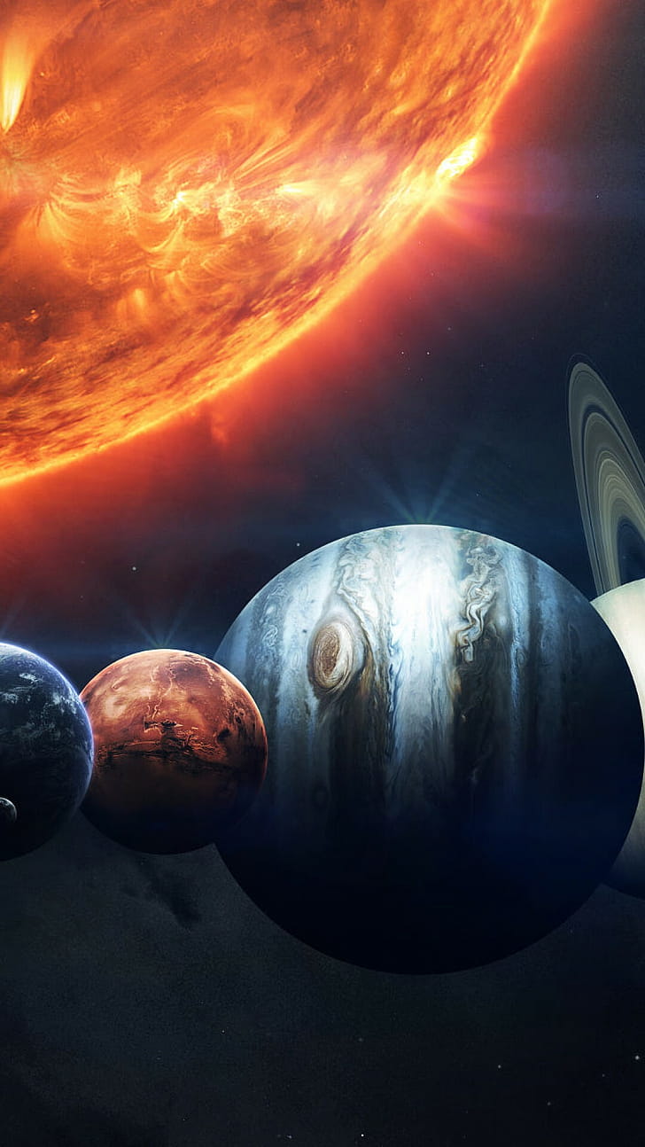 Planets, Sun phone wallpaper