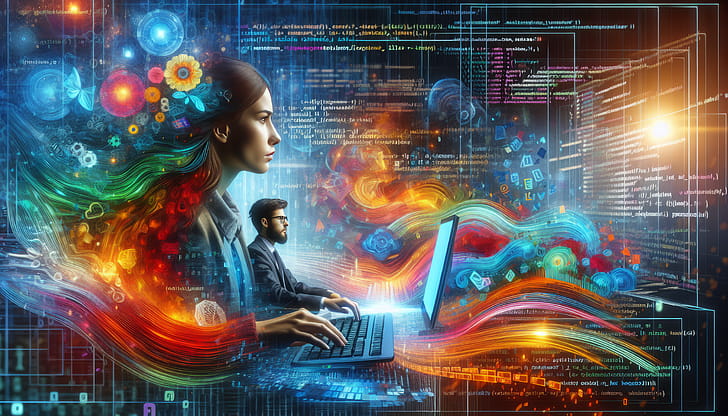 Creative Programmer Digital Artwork, programmer, technology, Digital Art, data visualization, creativity wallpaper