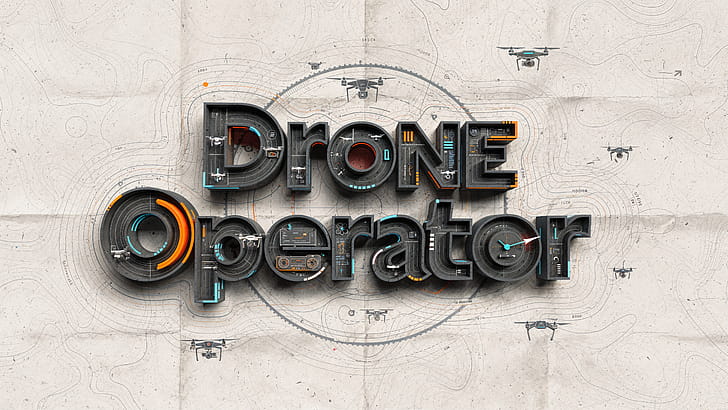 Drone Operator —, Drone Operator, Drone, Logo, Typography, Technology wallpaper
