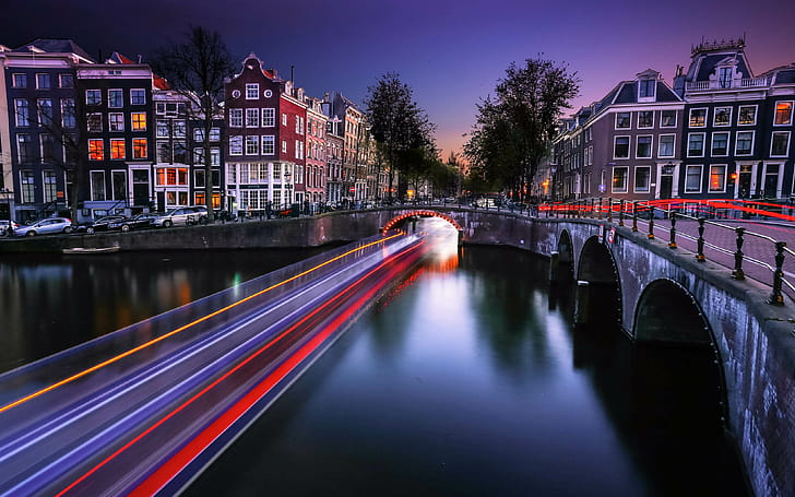 Amsterdam, Night, , Background wallpaper