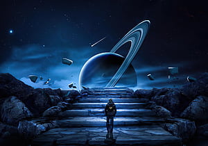 Mission On Saturn , artist, artwork, digital-art, deviantart wallpaper