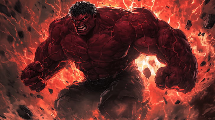 Explosive Red Hulk, Comic, Red Hulk, Hulk wallpaper