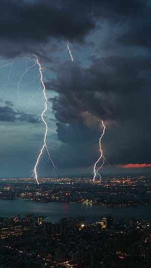 Lightning, Rain phone wallpaper