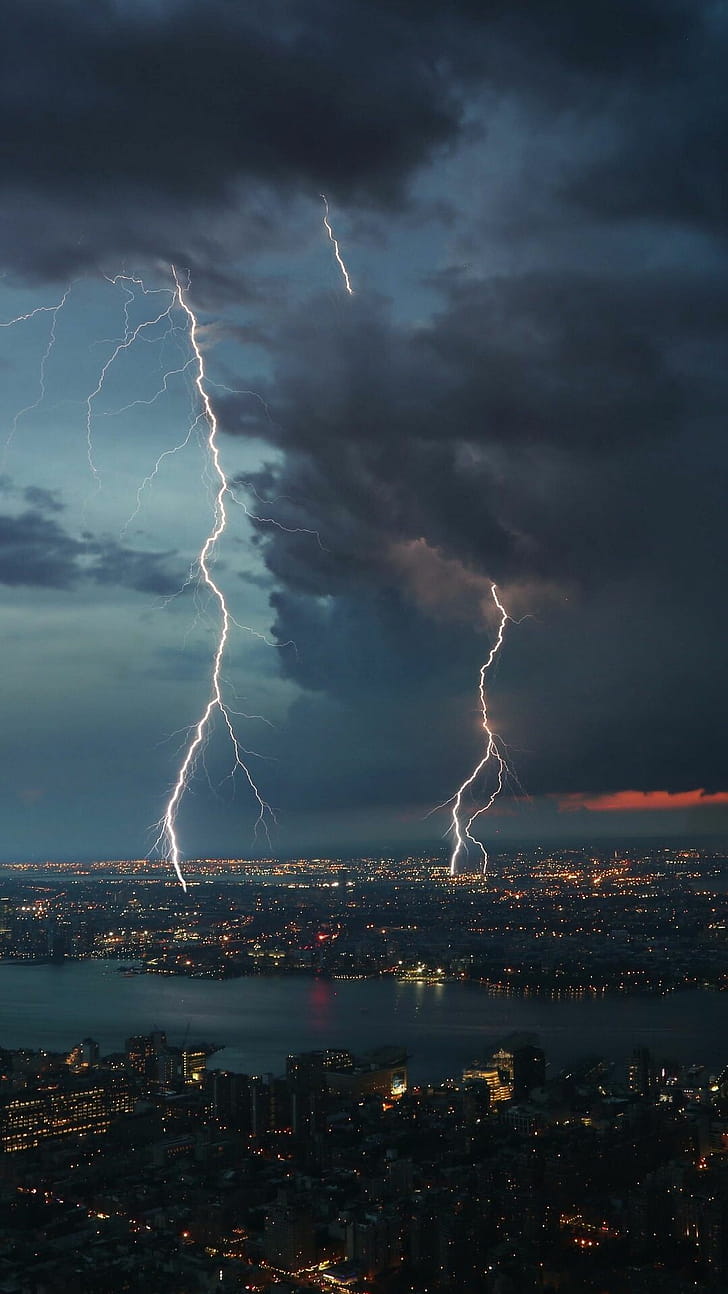 Lightning, Rain phone wallpaper