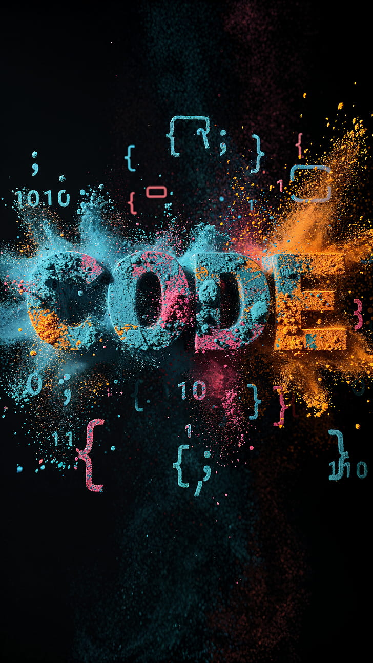 Code Burst | Neon Code Splash | Pixel Dust Code | Explosive Code  | iPhone Code Pop, Programming phone wallpaper