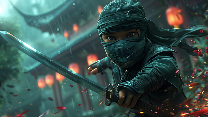 Chibi Ninja Warrior, ninja, chibi wallpaper