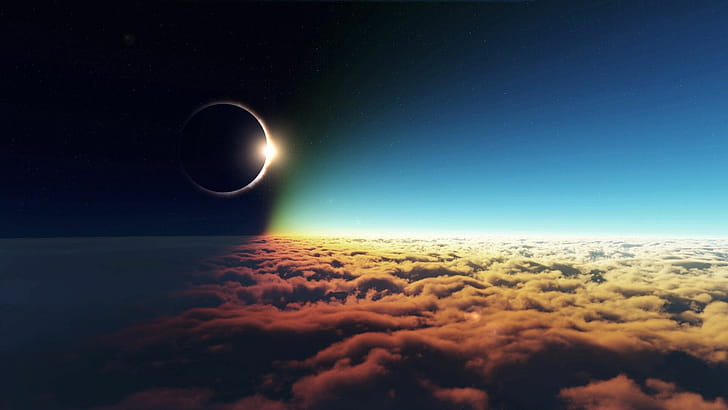 Above the clouds, Solar Eclipse wallpaper