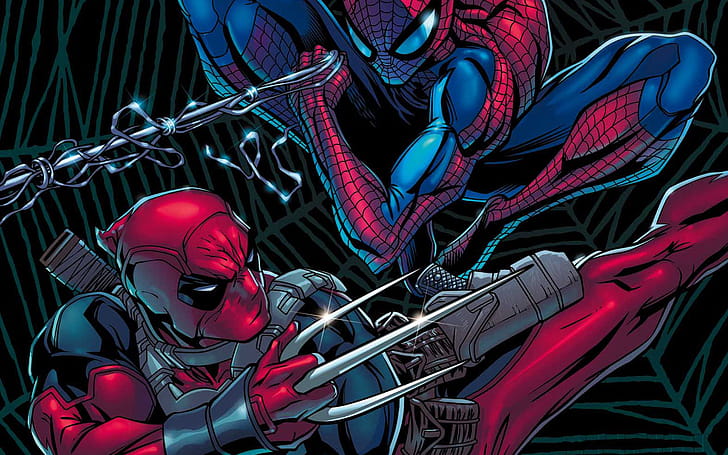 Deadpool, Spider Man, Comics wallpaper