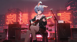 Anime Girl With Guitar , anime-girl, anime, guitar, artist, artwork, digital-art wallpaper