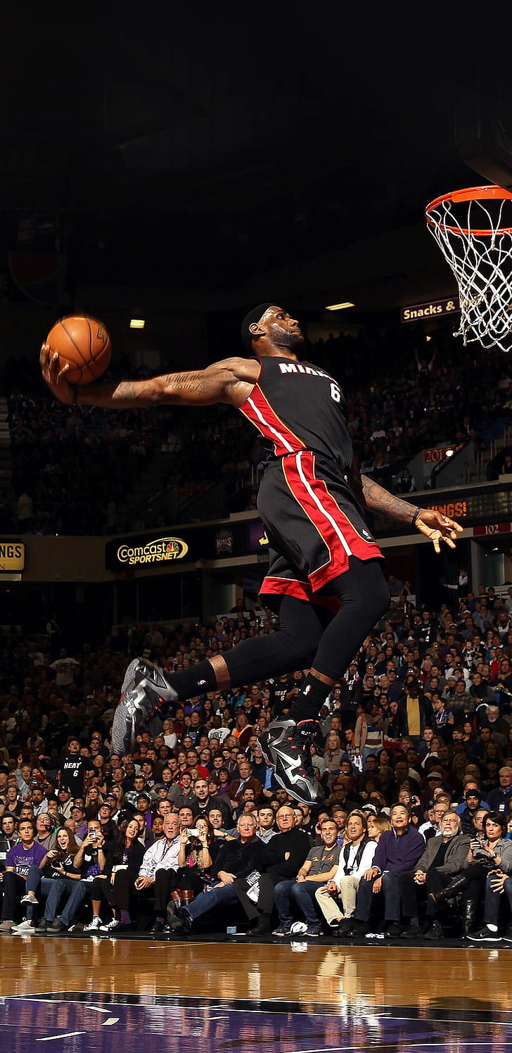LeBron James, Dunk , On phone wallpaper