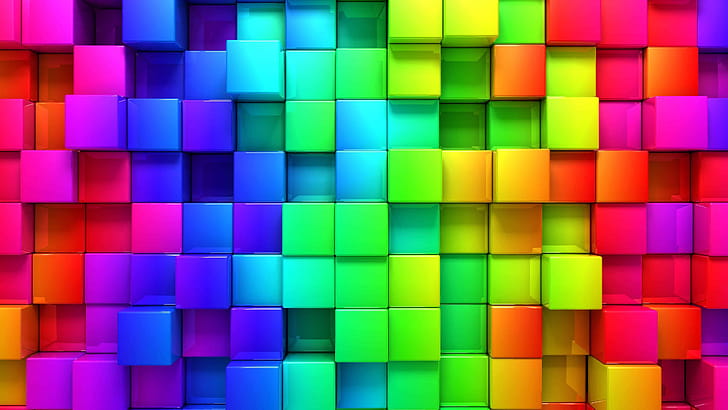 3D Cube, Rainbow Colored wallpaper