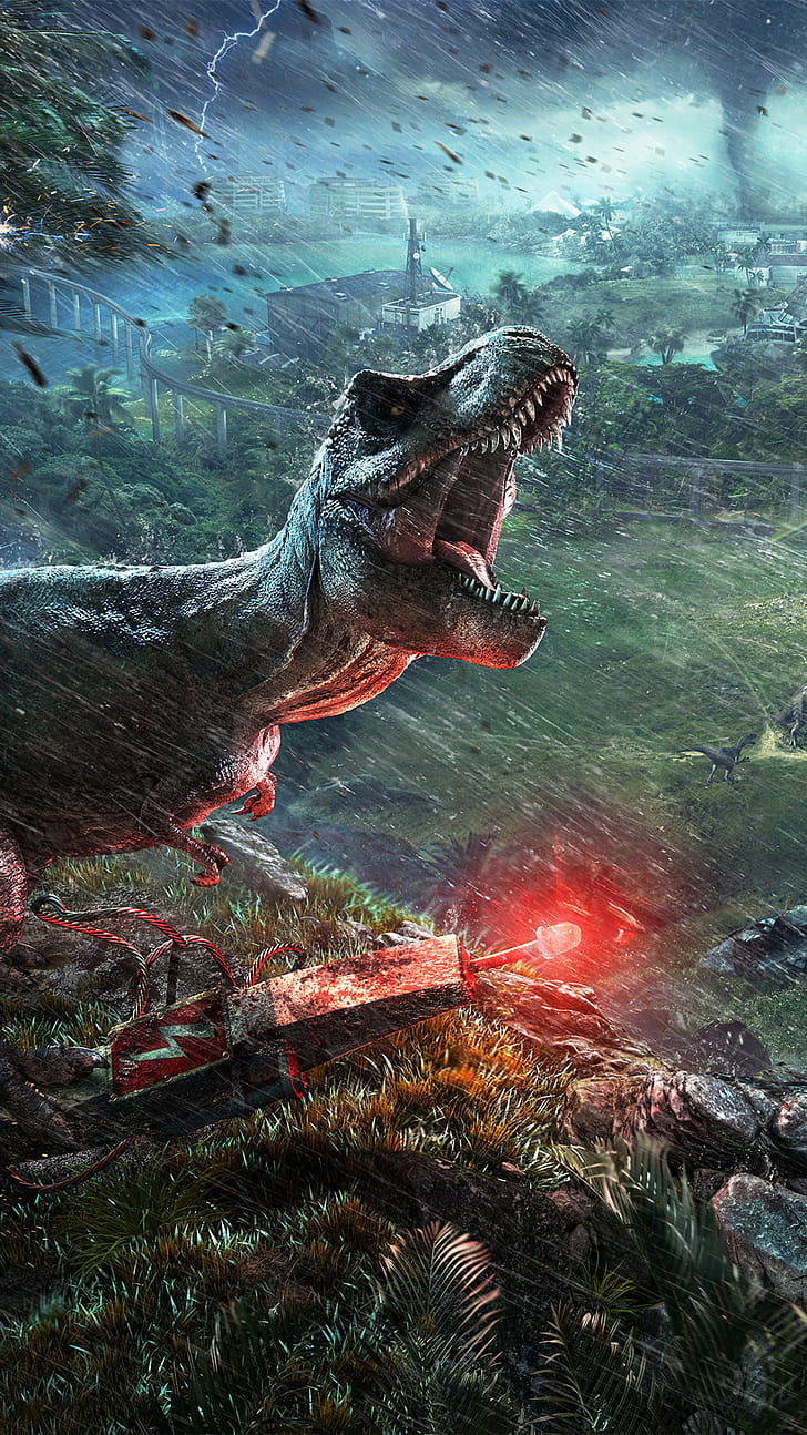 Jurassic World Evolution, Dinosaurs phone wallpaper