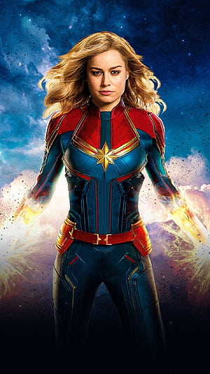 Captain Marvel, 3D , Dynamic, Powerful phone wallpaper