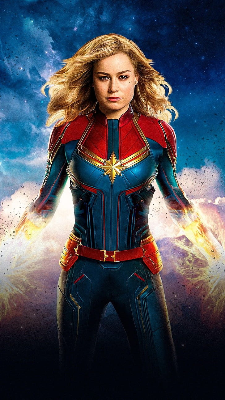 Captain Marvel, 3D , Dynamic, Powerful phone wallpaper