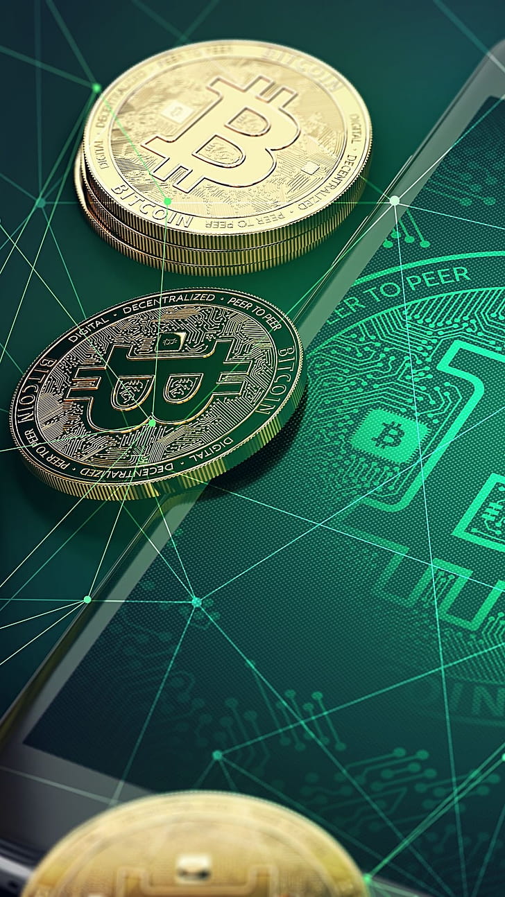 Bitcoin mining, Digital currency creation, Complex algorithms, Network security phone wallpaper