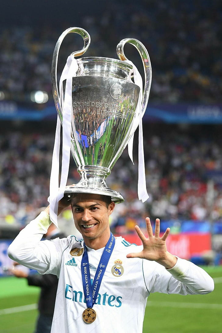 UCL trophy, Ronaldo phone wallpaper