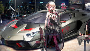 Lamborghini Rider Anime Girl , anime-girl, anime, artist, artwork, digital-art wallpaper