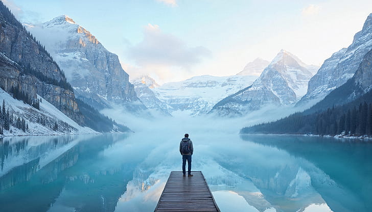 landscape, man wallpaper
