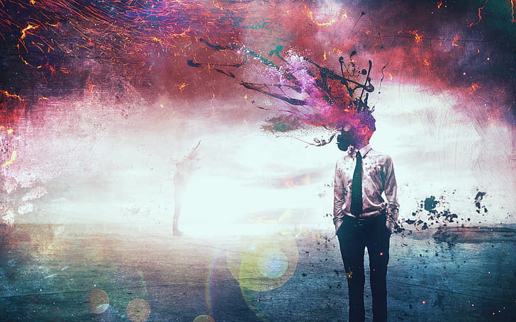 Exploded Mind Mask Guy , mask, graphy, artwork wallpaper